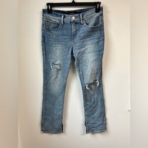 Express Light Blue Distressed Ankle Jeans